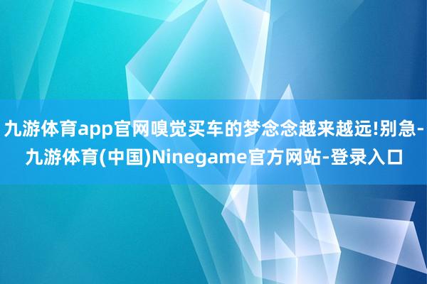 九游体育app官网嗅觉买车的梦念念越来越远!别急-九游体育(中国)Ninegame官方网站-登录入口